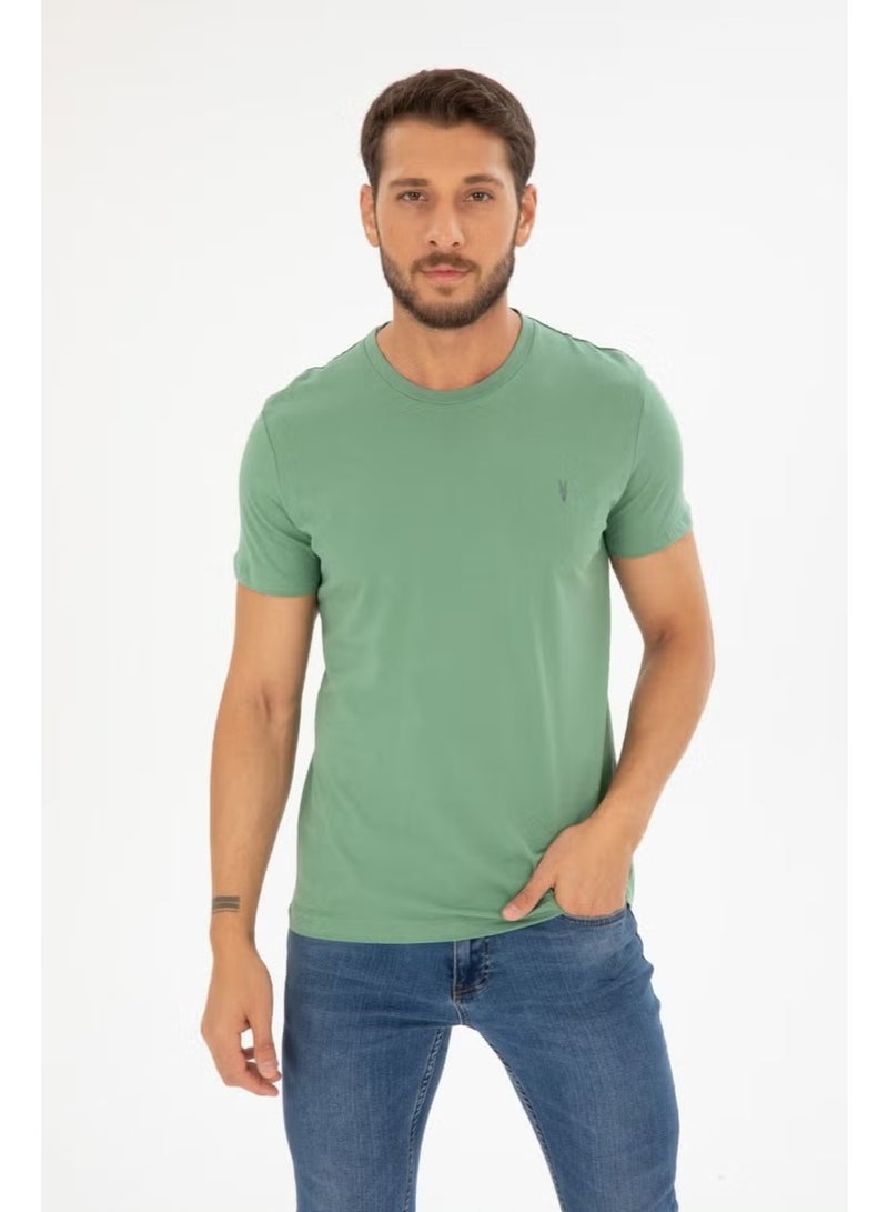 Four Man Crew Neck Standard Pattern Basic Cotton Men's T-Shirt 5 Pieces - Image 1